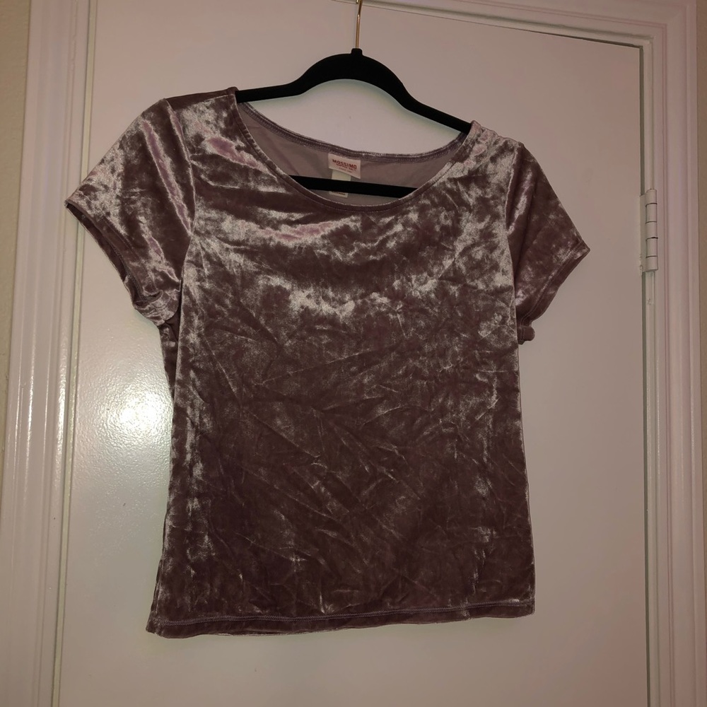Pink velvet crop shirt